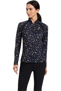 2022 Ariat Womens Sunstopper 2.0 1/4 Zip Baselayer 10041189 - Black Busy Pony Print
